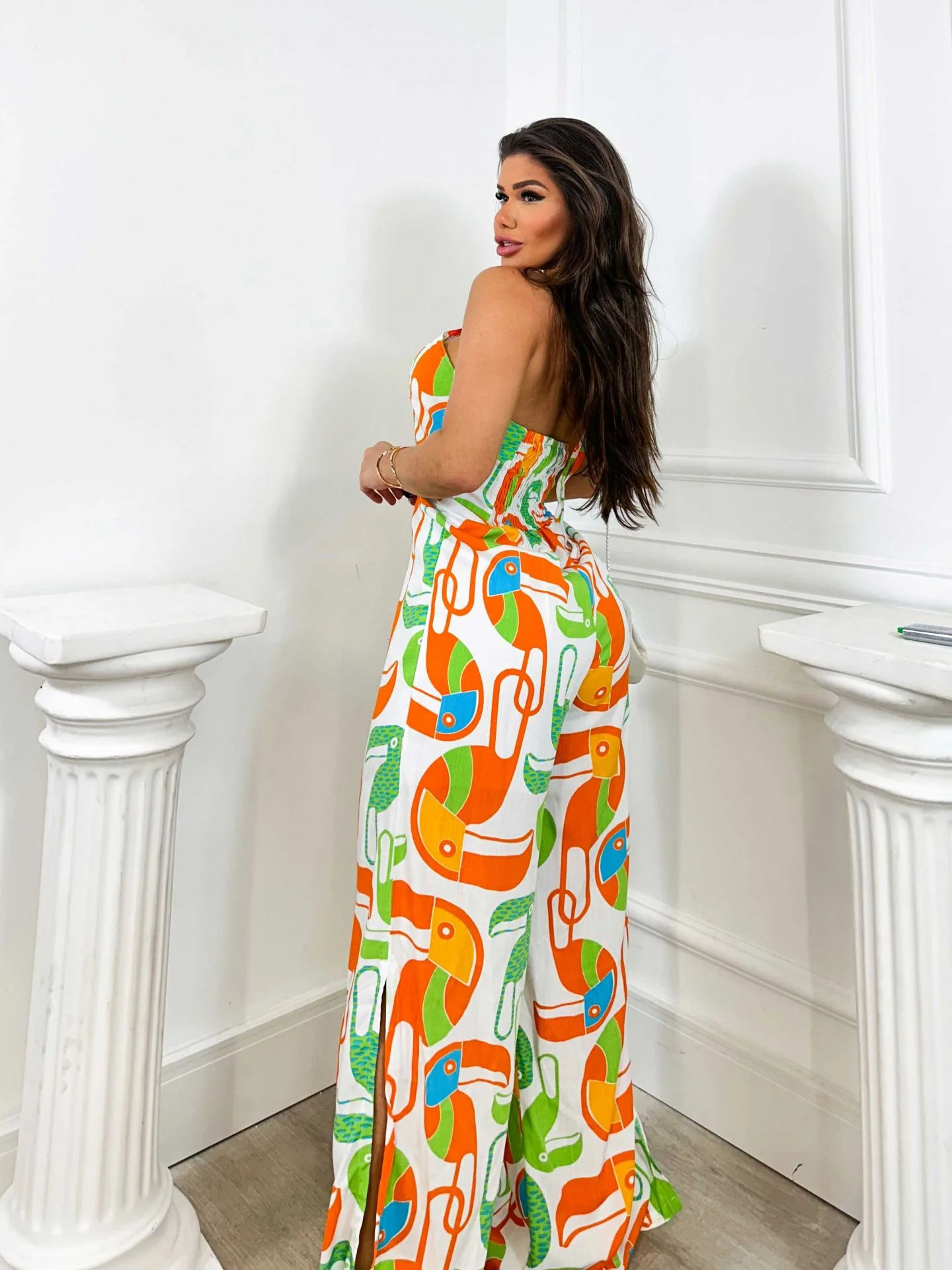 Macacão de viscose frente única com fenda Tucano - BRANCO - Imagem 2