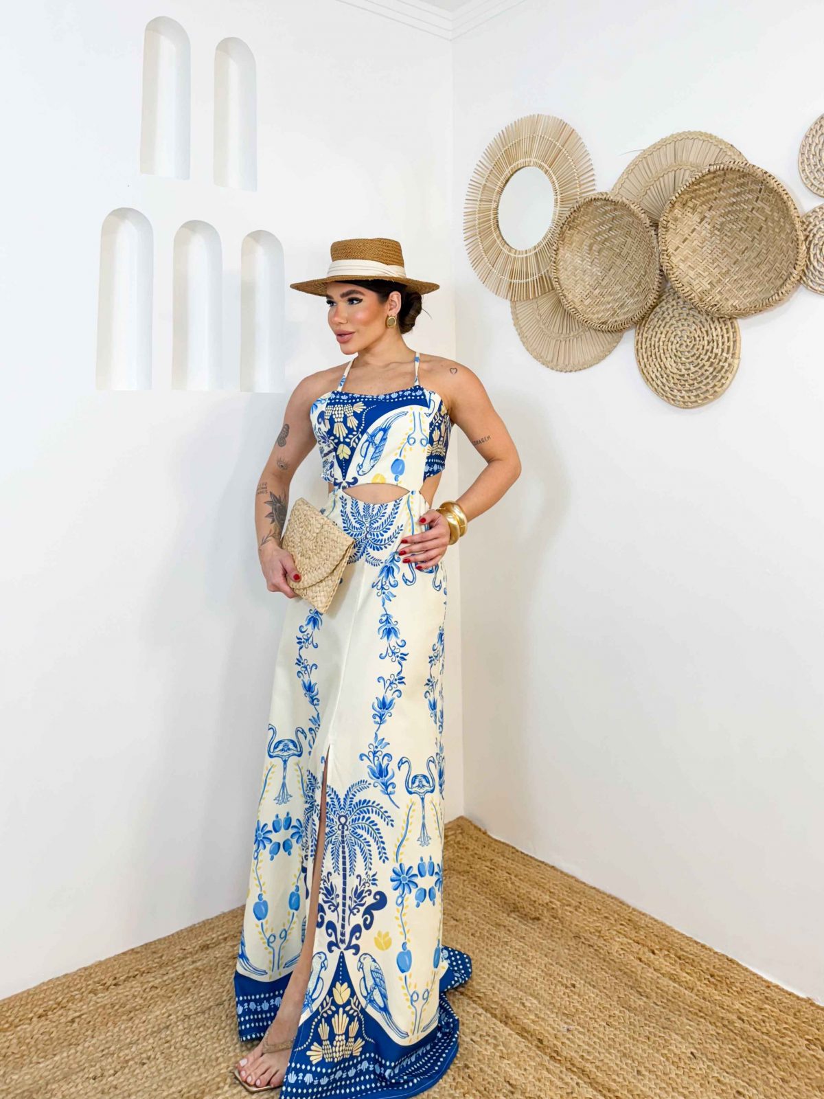 Vestido com abertura na pala cruzado nas costas Sol e Sal - Imagem 2
