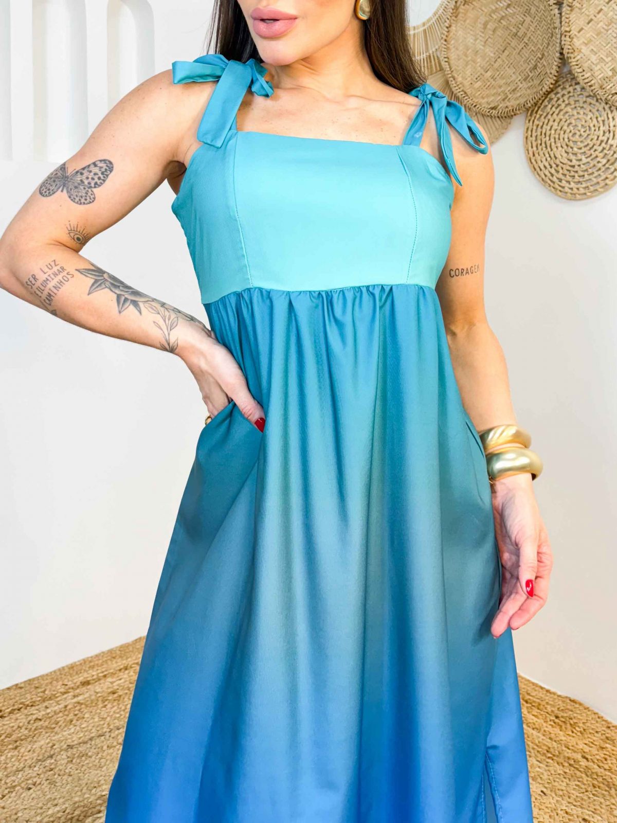 Vestido de amarrar no ombro Degradê - Imagem 2