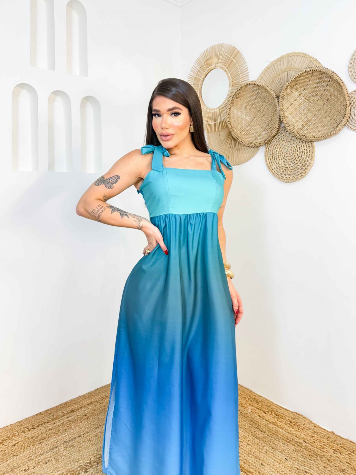 Vestido de amarrar no ombro Degradê - Imagem 4