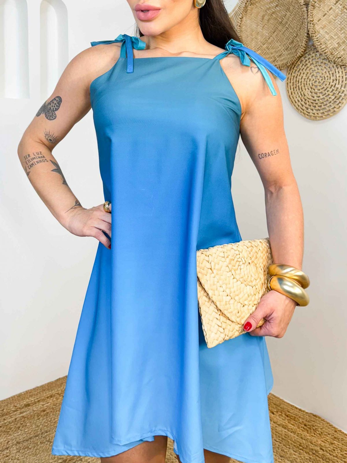 Vestido em duna de amarrar no ombro Degradê - Imagem 3
