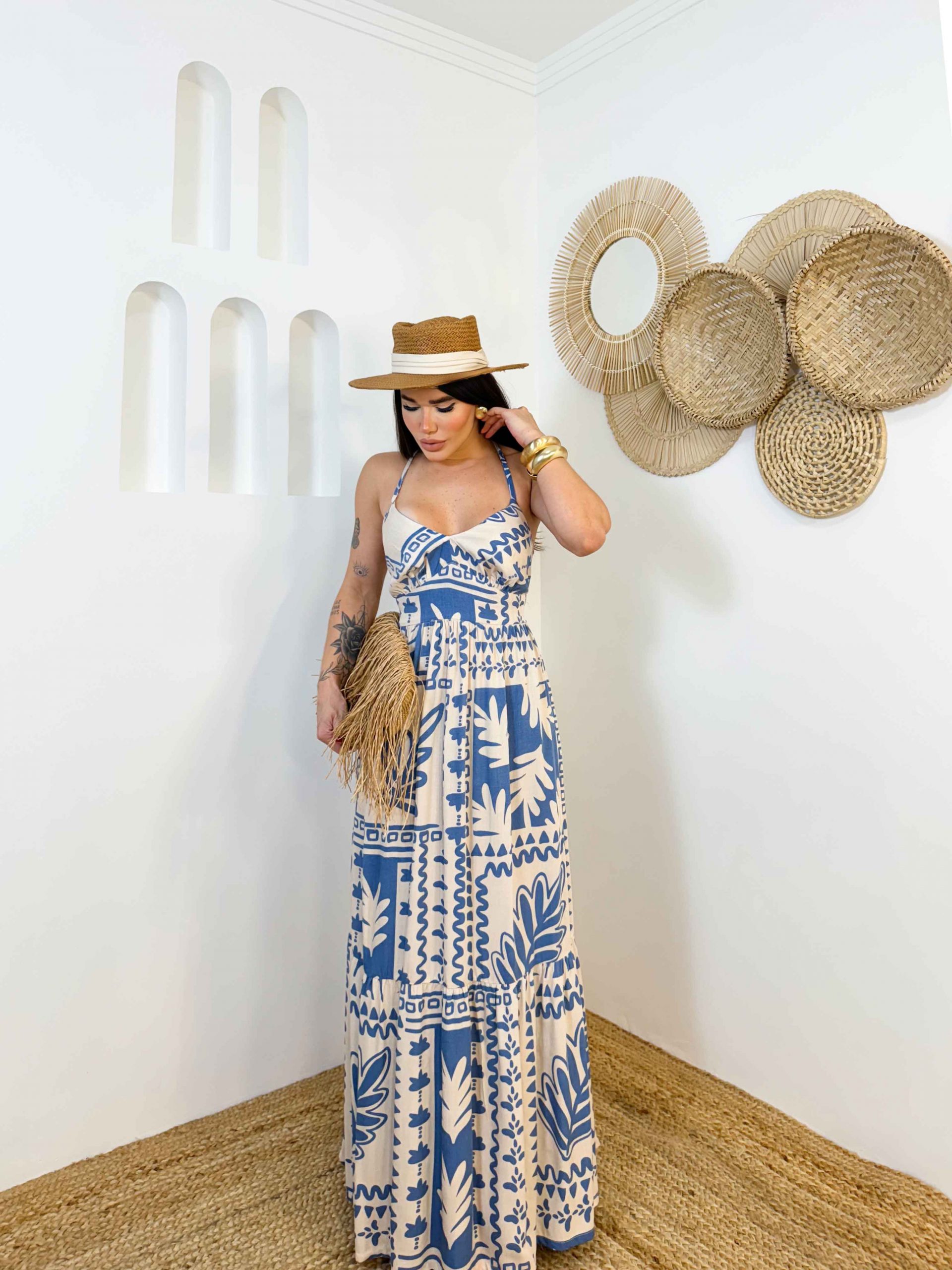 Vestido de alça cruzado nas costas Alma Livre - MARFIM