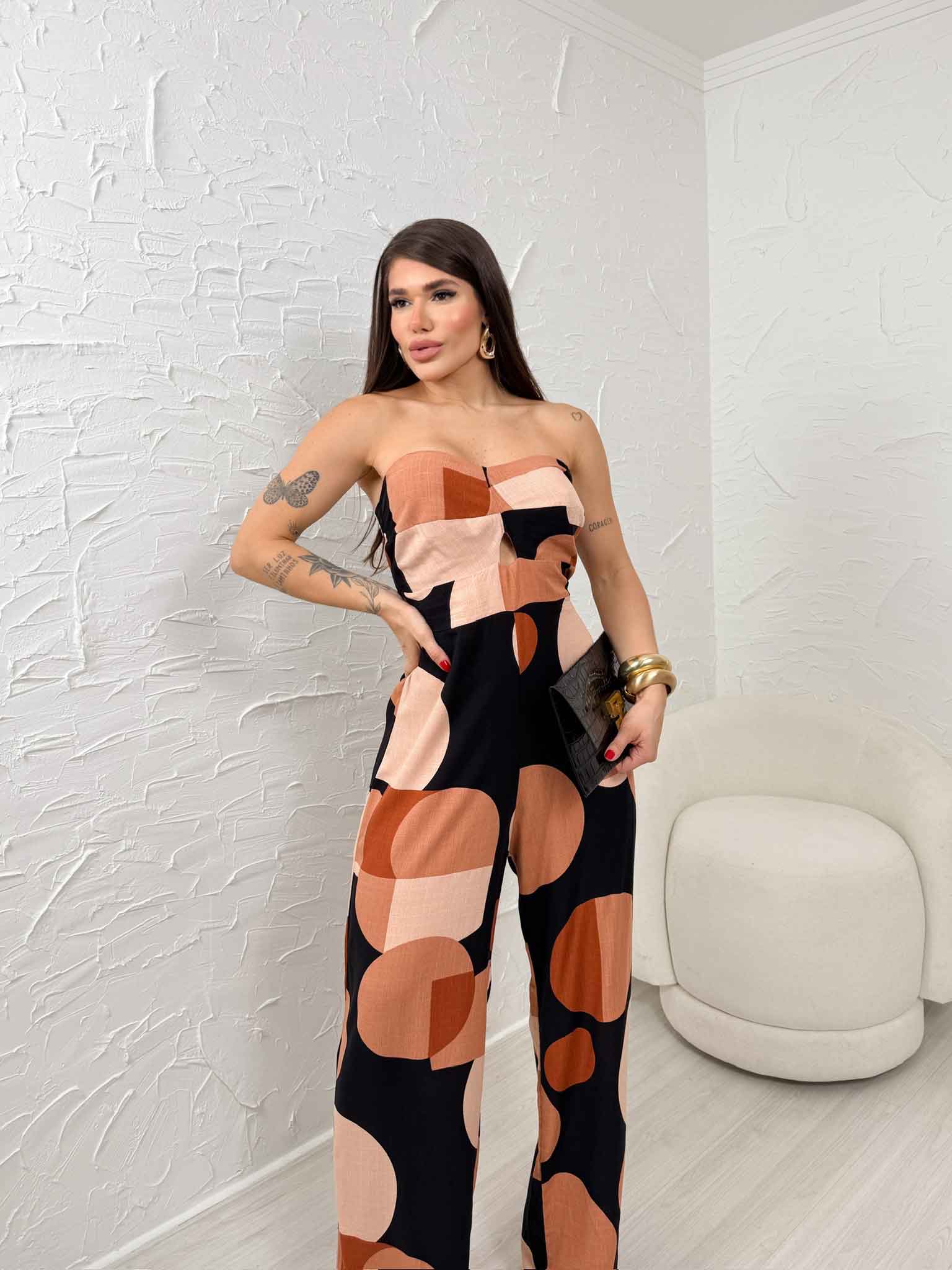 Macacão tomara que caia Poá Terroso