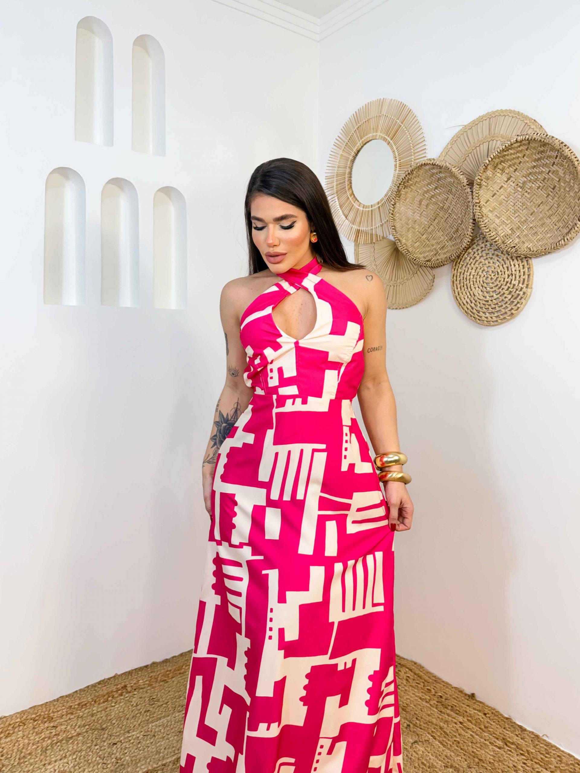 Vestido com busto cruzado Portal