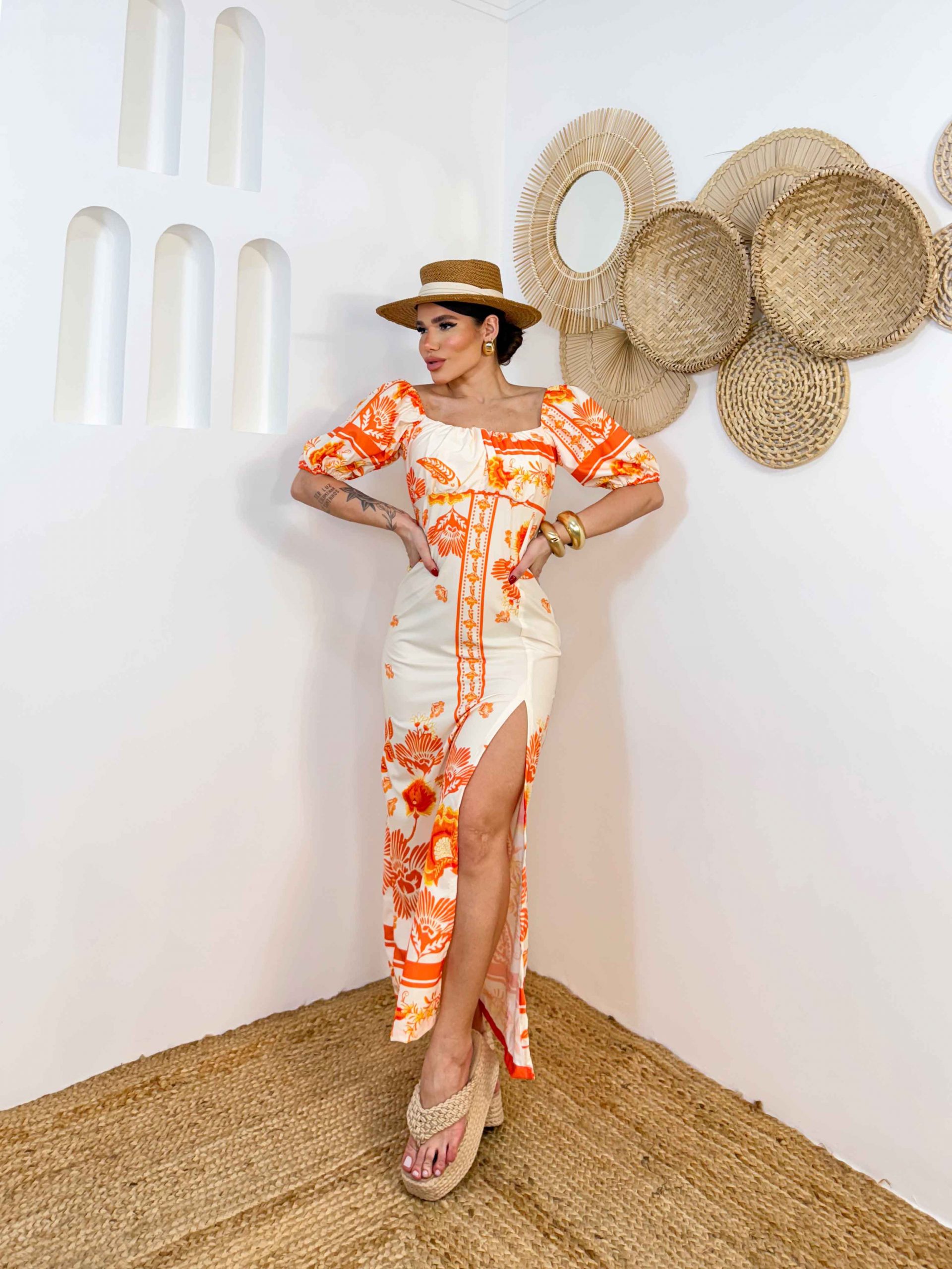 Vestido com manga bufante Caliente